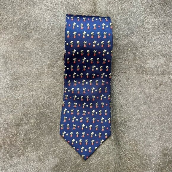 Feragammo Floating Honeybee Bees Printed Silk Tie - Picture 1 of 6
